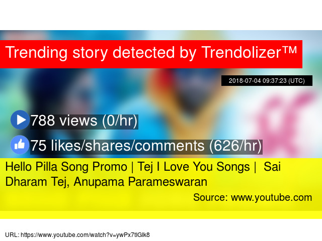 Hello Pilla Song Promo Tej I Love You Songs Sai Dharam
